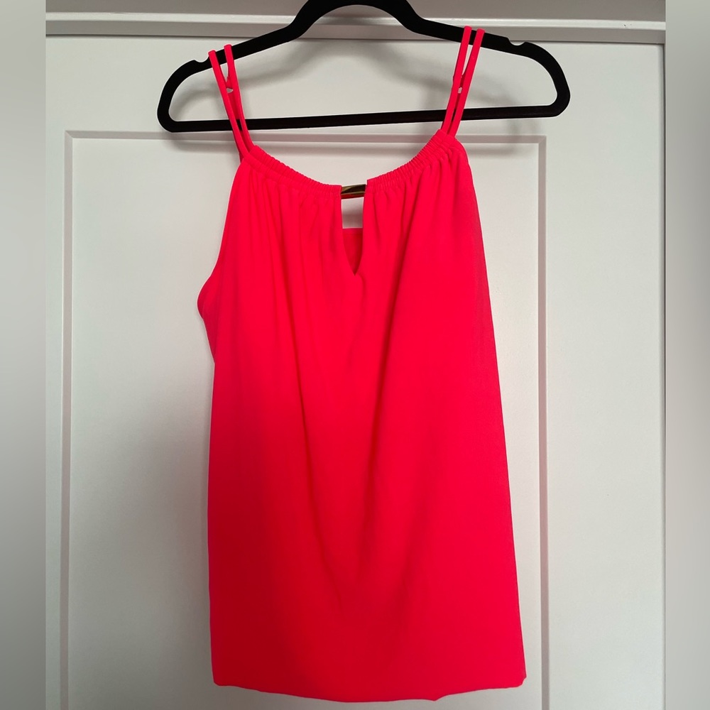 Women's UPF 50 High Neck Keyhole Tankini Top - bright pink (Flamingo XL)